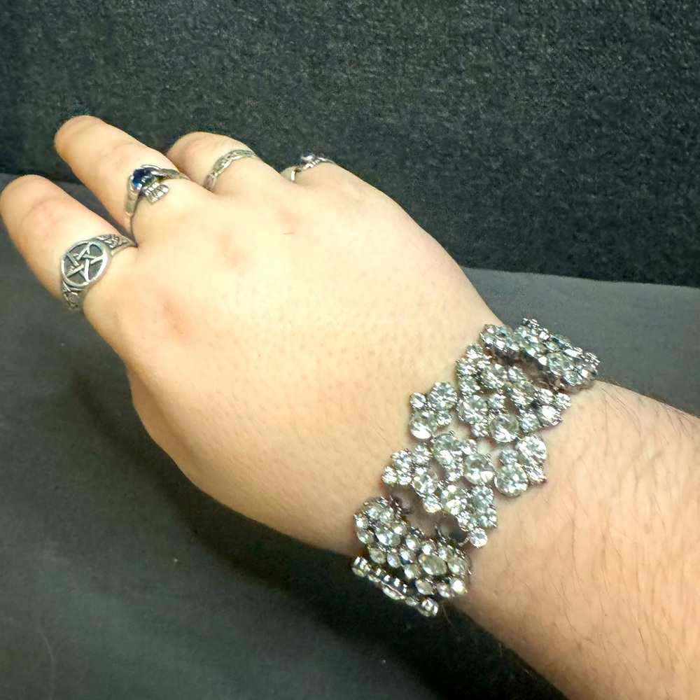 Rhinestone Bracelet with Black Toned Metal